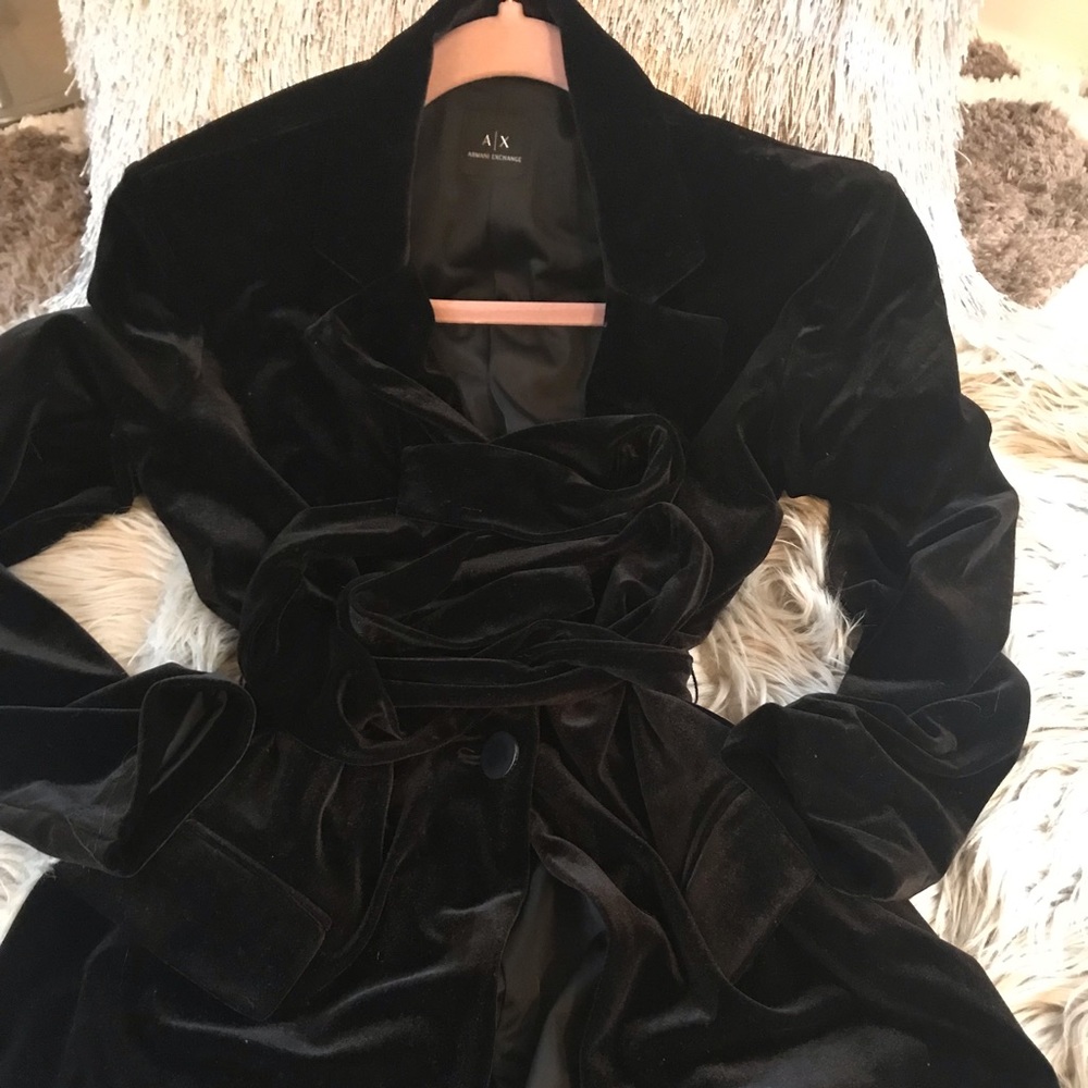 Armani Black Velvet Blazer with belt